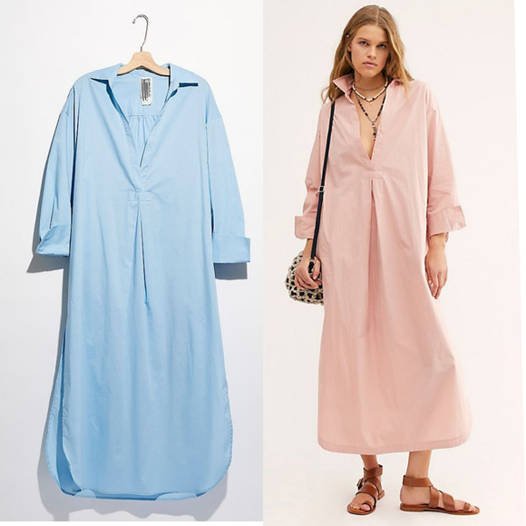 New Free People Eva Plunging Shirt Dress - Picture 2 of 4